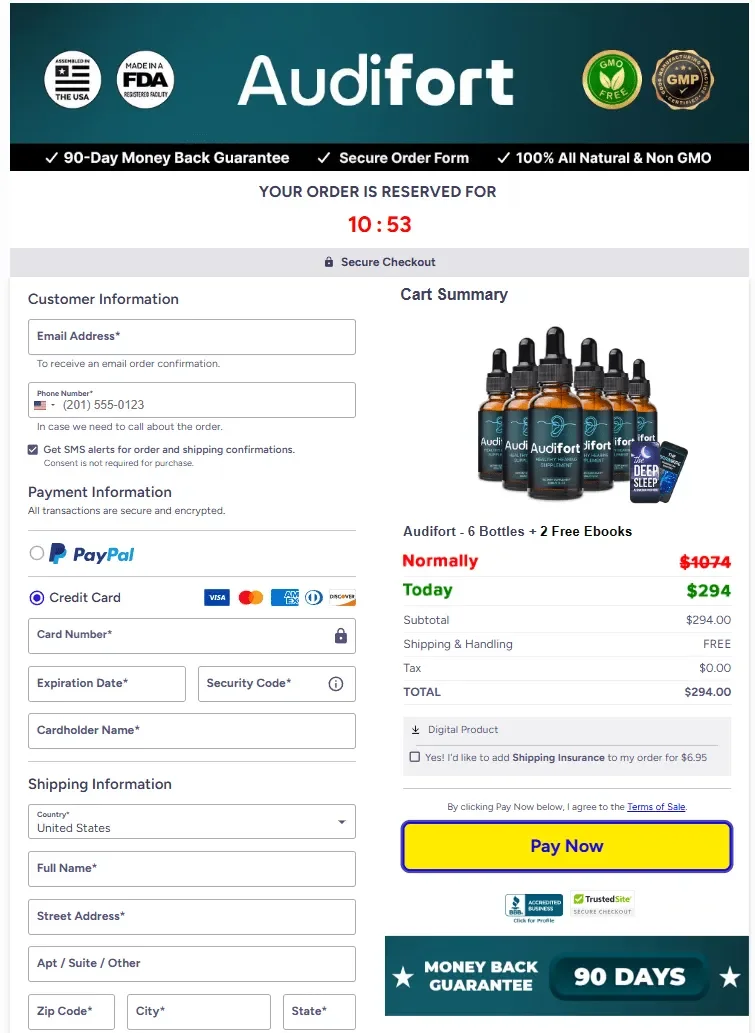 Audifort order page